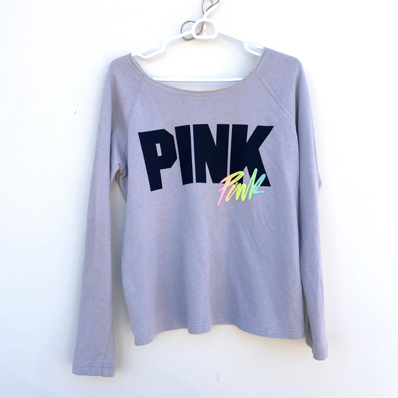 Women's PINK Sweatshirt Grey M - Picture 2 of 4
